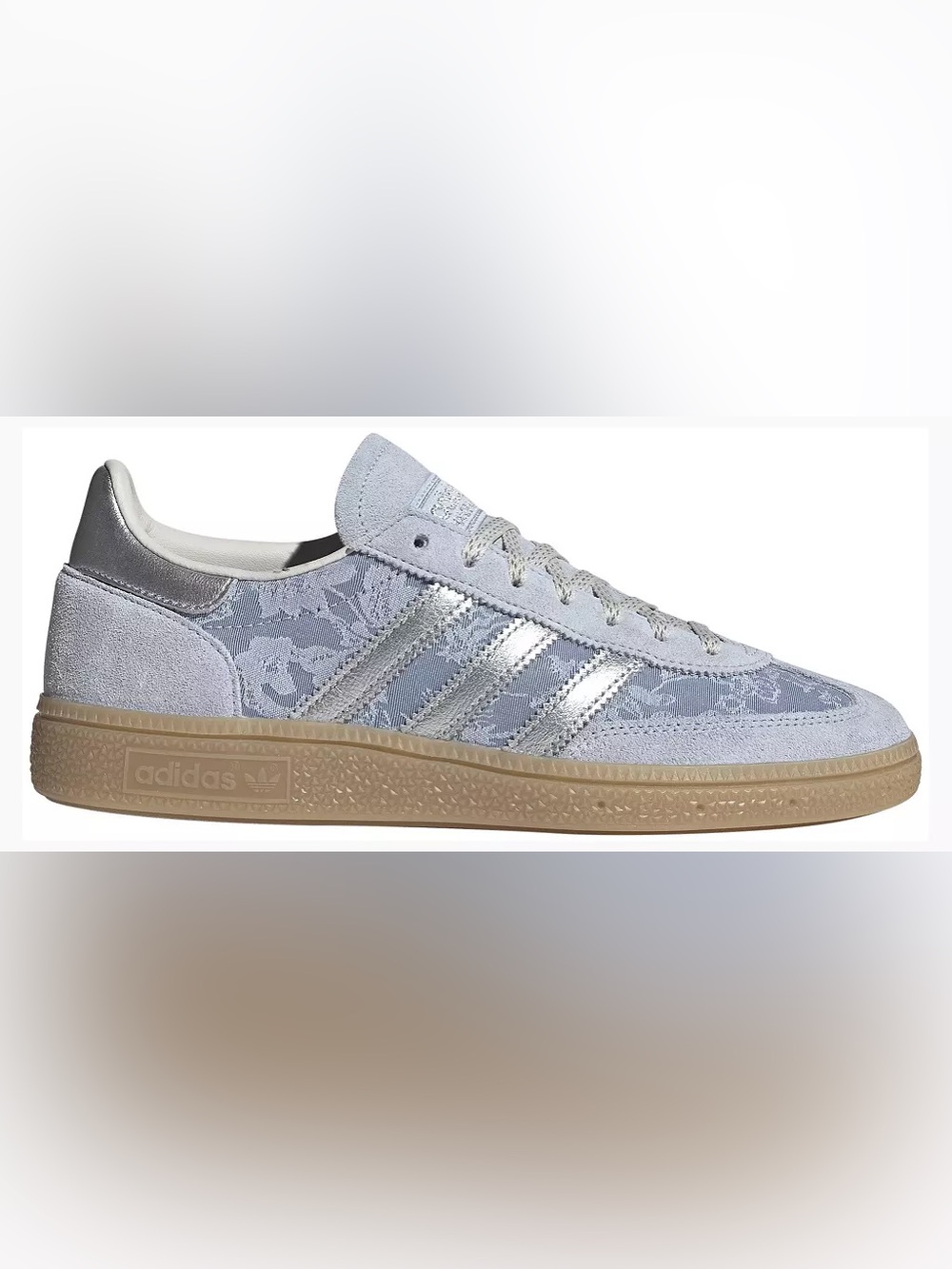 Adidas womens blue lace Silver Lace-Up Sneakers with Gum Sole